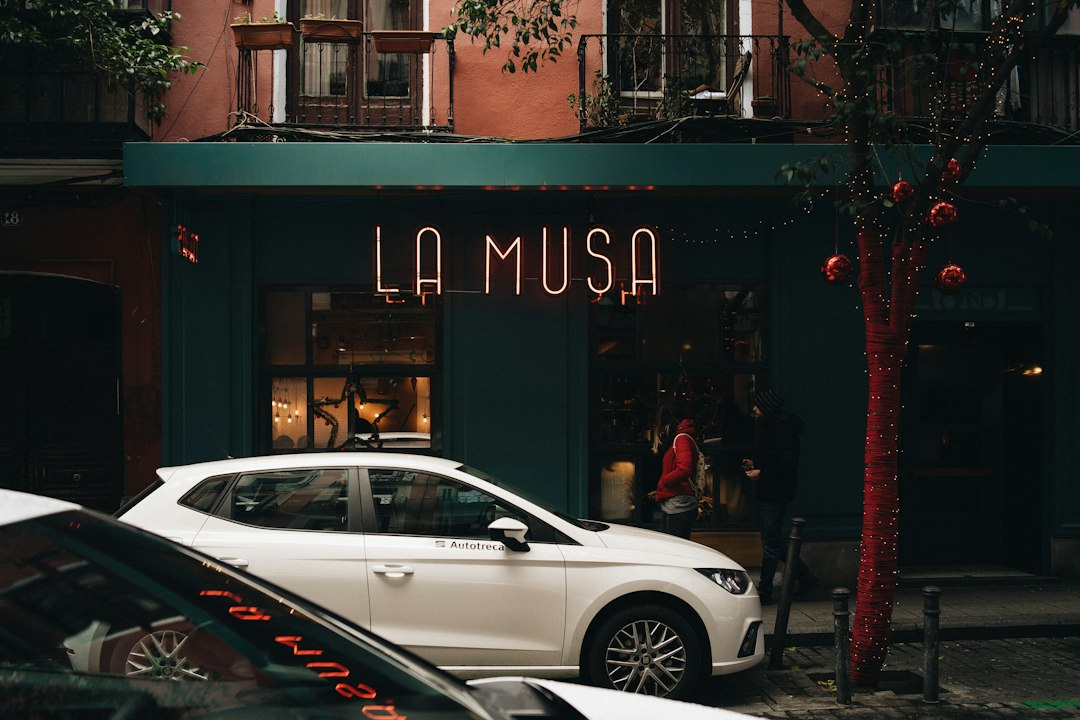 Street-level view of a restaurant in Madrid’s Malasaña district