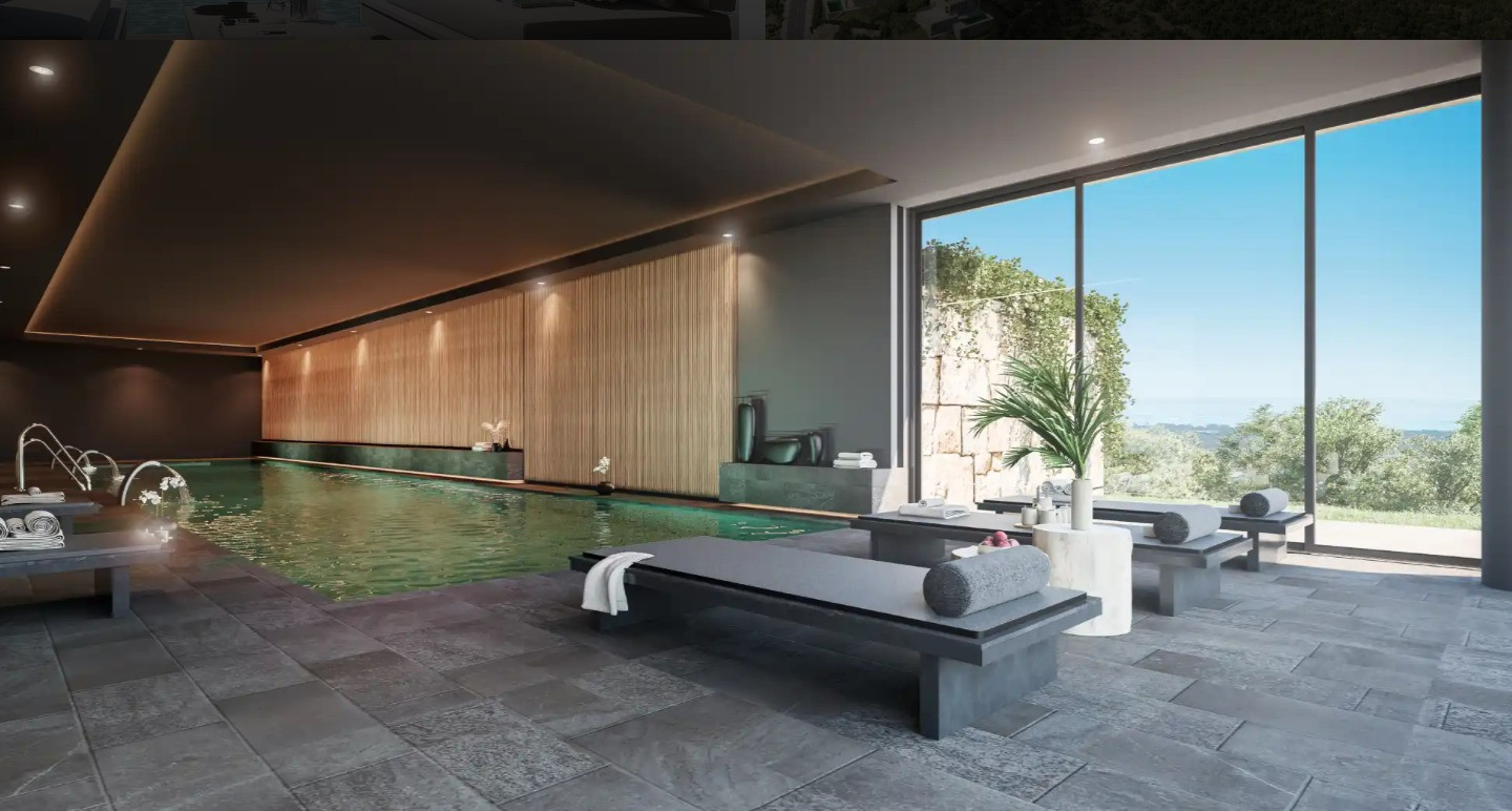 Visualisation of the residents’ clubhouse indoor swimming pool supplied with the property particulars